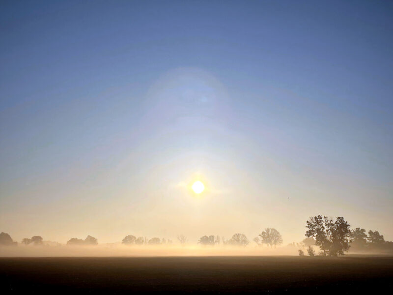 Sonnenaufgang, Nebel über den Feldern, Wendland
