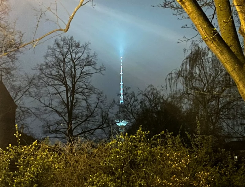 Fernsehturm bei Nacht, Weinbergspark Berlin