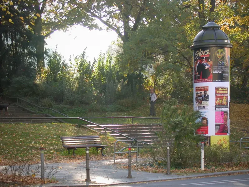 Advertising column, autumn light, Viktoriapark Berlin Kreuzberg